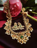 N05007_ Grand classic matte gold polished temple jewelry bridal choker+ long necklace +earrings style crafted gold plated necklace set embellished with stones .