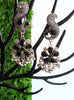 E0397_Gorgeous  peacock design danglers studded with a touch of black stones & bead drops (long hangings).
