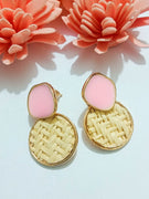 E0453_Classy jute embossed earrings (ear drop hanging)