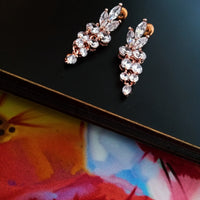 E0455_Classy Rose Gold plated American Diamond earrings (ear drop hangings)