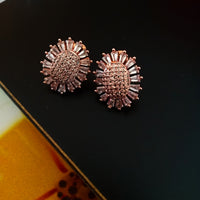 E0457_Classy delicate craft work earring studded with American Diamond stones.
