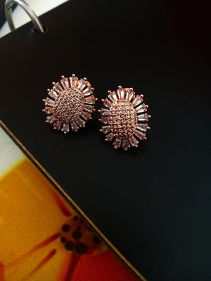 E0457_Classy delicate craft work earring studded with American Diamond stones.