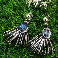 E0491_Trendy metal tangled rings danglers with touch of glossy stones(medium size hanging)