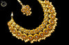 BN02_Classy Style Stunning Kundan round centre bridal necklace set with yellow pearl drops