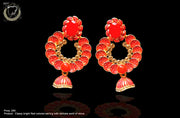 E0103_Classy bright red colored earring with delicate work of stone