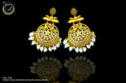 E012_Classy baby pink colored earring with delicate work of pearl and  Meenakari work.