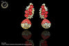 E15_Sparkling red colored earring crafted with elegant Meenakari work and Polki stones.