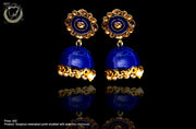 E16_Sparkling Blue colored earring crafted with elegant Meenakari work and Pearls.