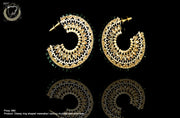 E17_Sparkling black colored AD stone crafted earrings with elegant Meenakari work.