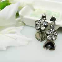 E0210_Premium Oxidized earring Studded with American Diamond.