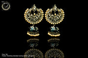 E024_Classy Black Colored Jumki Earring with delicate work of pearl and  Meenakari work.