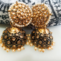 E0309_Gorgeous Meenakari Danglers studded with American Diamond stones with a touch of pearl drops.