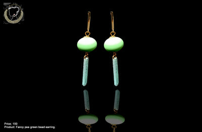 E034_Classy bright pesta green colored fancy earring with delicate work of pista colored chains