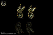 E046_Classy golden colored designed earring with delicate work of white stone.