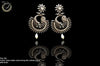 E052_Classy matte black colored beautifully crafted earring with delicate work of stone
