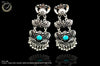 E094_Classy silver oxidized crafted earring with delicate work of sky stones