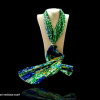 P026_Beautiful Green Printed Colored Pendant Scarf