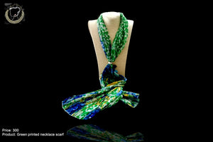 P026_Beautiful Green Printed Colored Pendant Scarf