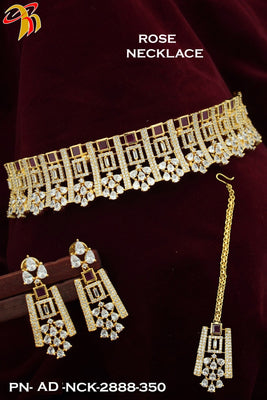 Elegant Necklace studded with American Diamond