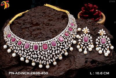 Elegant Necklace studded with American Diamond