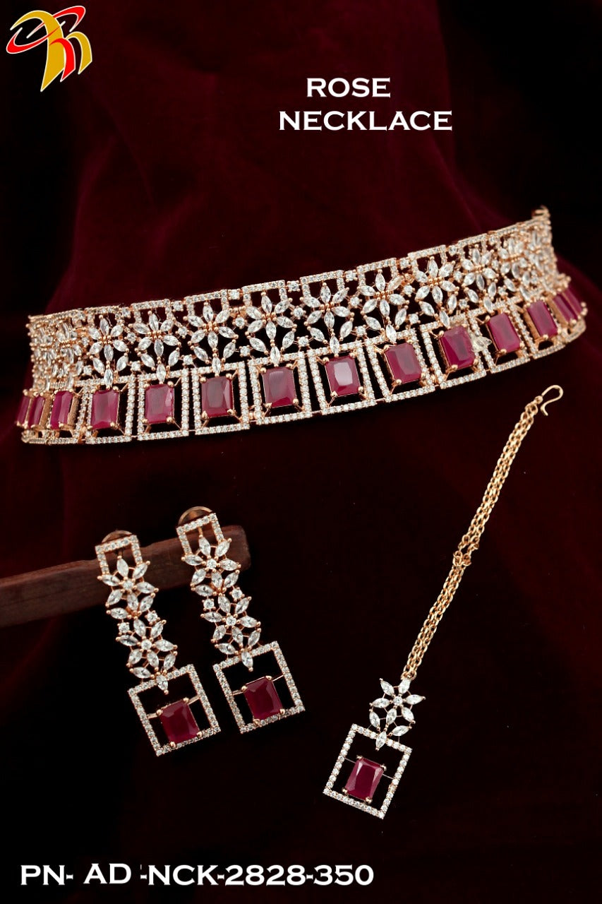 Elegant Necklace studded with American Diamond