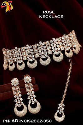 Elegant Necklace studded with American Diamond