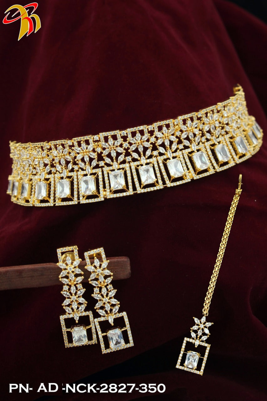 Elegant Necklace studded with American Diamond