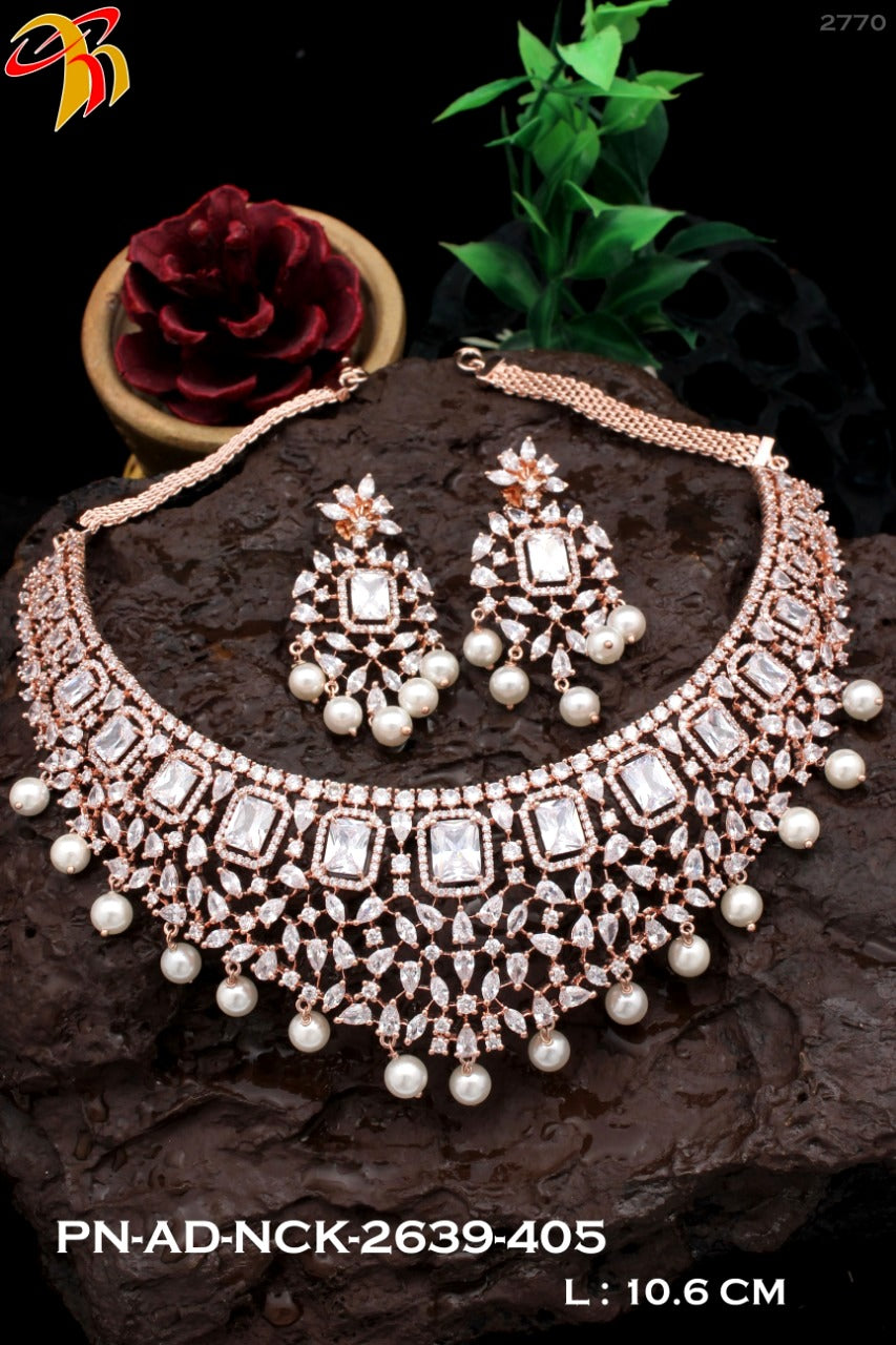 Elegant Necklace studded with American Diamond