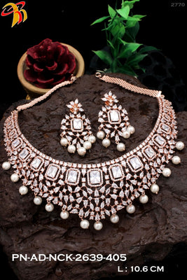 Elegant Necklace studded with American Diamond