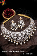 Elegant Necklace studded with American Diamond