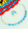 N0148_1 Classy crystal choker necklace set studded  with  American diamond stones.