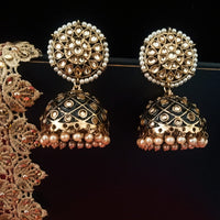 E0309_Gorgeous Meenakari Danglers studded with American Diamond stones with a touch of pearl drops.