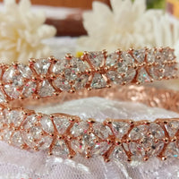 B021_S_Classy Style Rose Gold plated Bangle studded with American Diamond set of 2