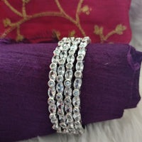 B0269_Gorgeous sleek design American diamond bangles with beautiful stone work