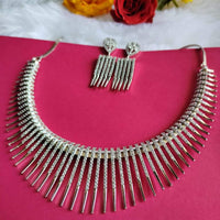 N01195_Elegant design American Diamond choker necklace studded with beautiful dazzling stones with delicate work.