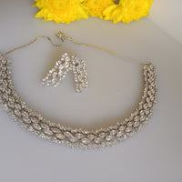 N0102_Elegant American Diamond  choker necklace set.