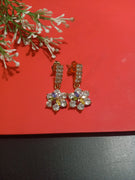 E0808_Lovely ear drop rose gold color american diamond stone studded earrings with delicate stone work.