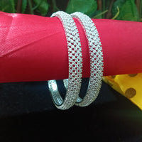 B049_S_Classy Silver plated bangles studded with  American Diamond stones.