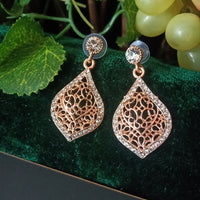 E0552_Gorgeous golden danglers with delicate craft work with a touch of stones (medium size hanging)