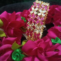 B0156_Elegant flower design studded with American Diamond stones.