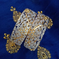 B0159_Gorgeous design silver crafted bangle studded with American Diamond stones.