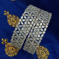 B020_S_Classy Style Silver plated Bangles studded with American Diamond stones set of 2