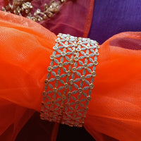 B0119_Classic Style silver Plated along with american diamond studded bangles.