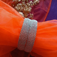 B017_Classy Style Silver plated Bangles studded with American Diamond stones.