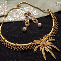 N01_Elegant Necklace studded with American Diamond with base Golden color.