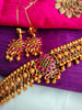 N0400_Gorgeous traditional style Gold plated choker necklace with delicate Pink & green ruby stone work.