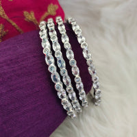 B0269_Gorgeous sleek design American diamond bangles with beautiful stone work