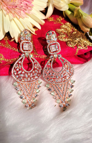 E0852_Gorgeous  statement American Diamond studded danglers with beautiful patterns.