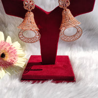 E0858_Lovely bell design American Diamond studded danglers with beautiful art work.