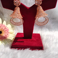 E0858_Lovely bell design American Diamond studded danglers with beautiful art work.